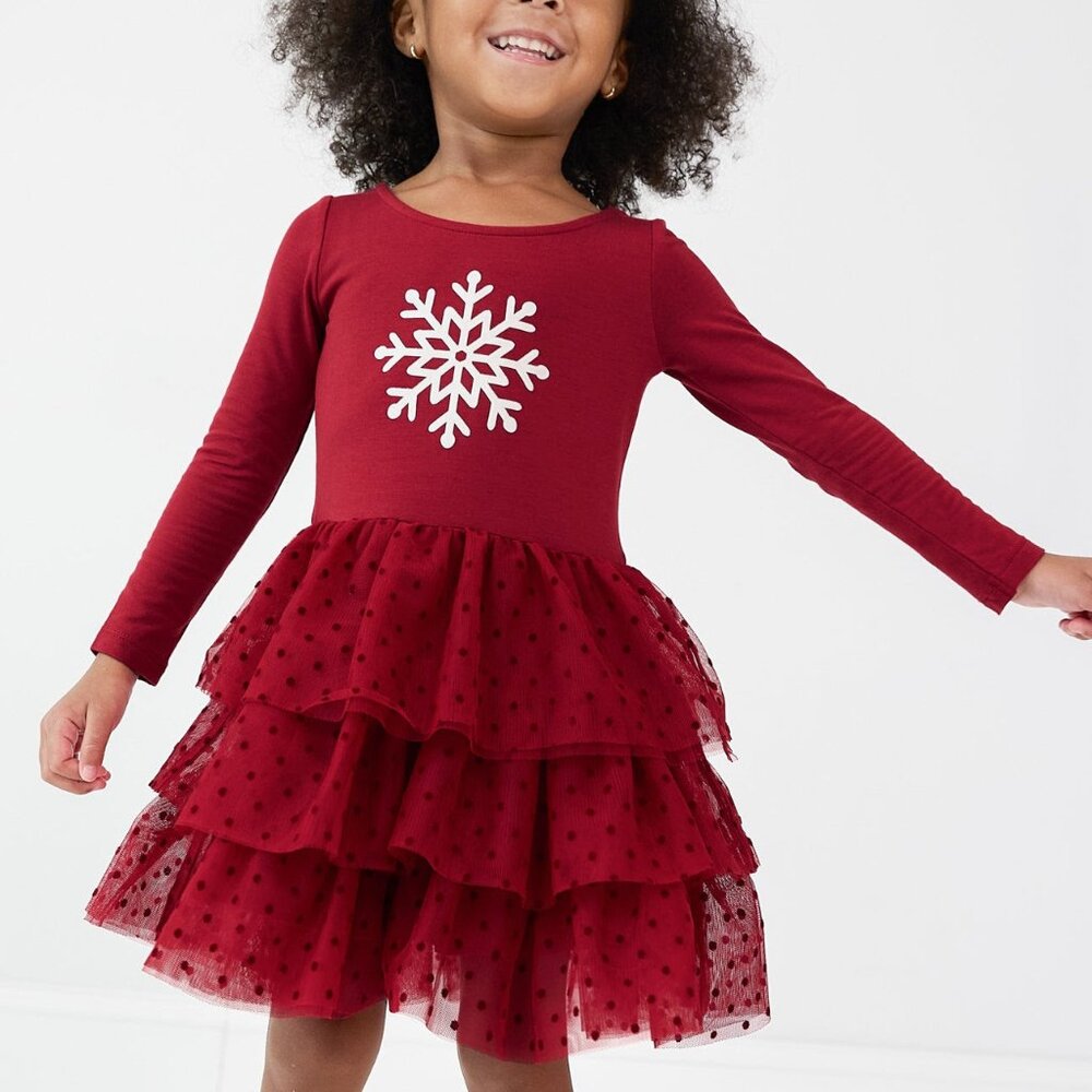 Little Sleepies Red Snowflake Tiered Tutu Dress